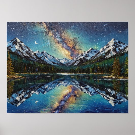 Poster Reflet de la montagne à minuit (Devant)