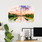 Poster Reflet du coucher de soleil aquarelle du Monument (Bureau à domicile)