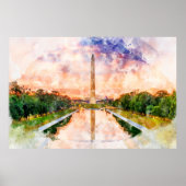 Poster Reflet du coucher de soleil aquarelle du Monument (Devant)