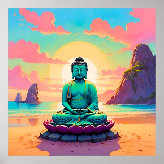 Poster Reflet du coucher de soleil de Bouddha (Devant)