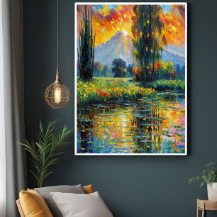 Poster Reflet du coucher du soleil Impressionnisme paysag