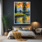 Poster Reflet du coucher du soleil Impressionnisme paysag