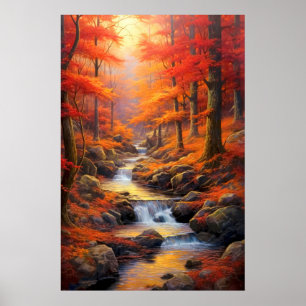 Poster Reflet soleil automne Maple Forest Fine Art