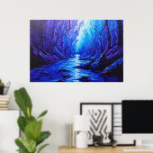 Poster Reflets bleus dans la forêt mystique (Bureau à domicile)