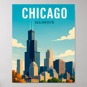Poster Reflets de l'horizon de Chicago