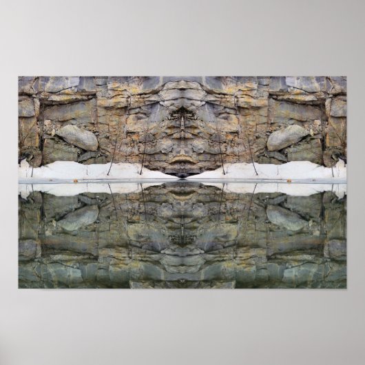 Poster Reflets de mur de roche dans l'étang Miroir d'art (Devant)