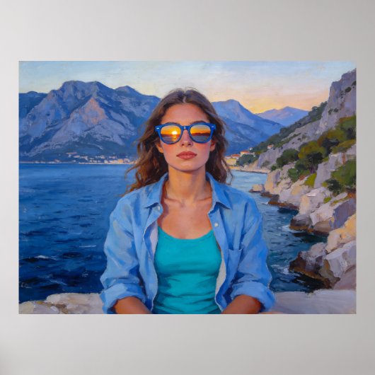 Poster Reflets du coucher de soleil méditerranéen – Moder (Devant)