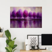 Poster Reflets du Crépuscule - Rêve de Forêt Violette (Bureau à domicile)