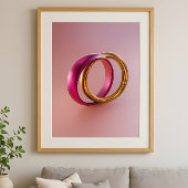Poster Reflets entrelacés - Bagues d'amour abstraites mod