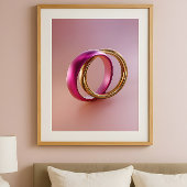 Poster Reflets entrelacés - Bagues d'amour abstraites mod