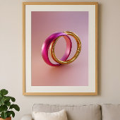 Poster Reflets entrelacés - Bagues d'amour abstraites mod