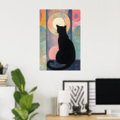 Poster Réflexion de chat noir : Élégance Abstraite - Post (Bureau à domicile)