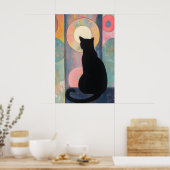 Poster Réflexion de chat noir : Élégance Abstraite - Post (Cuisine)