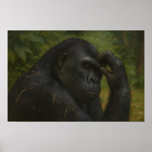 Poster Réflexion de Gorilla - Portrait réfléchi de la fau (Devant)