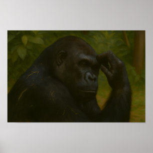 Poster Réflexion de Gorilla - Portrait réfléchi de la fau