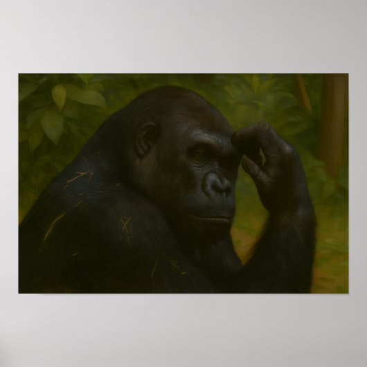 Poster Réflexion de Gorilla - Portrait réfléchi de la fau (Devant)