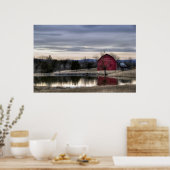 Poster Réflexion de la grange rouge dans l'eau HDR Photo (Cuisine)