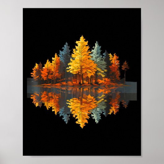 Poster Réflexion de la nature forêt automne graphique ext (Devant)