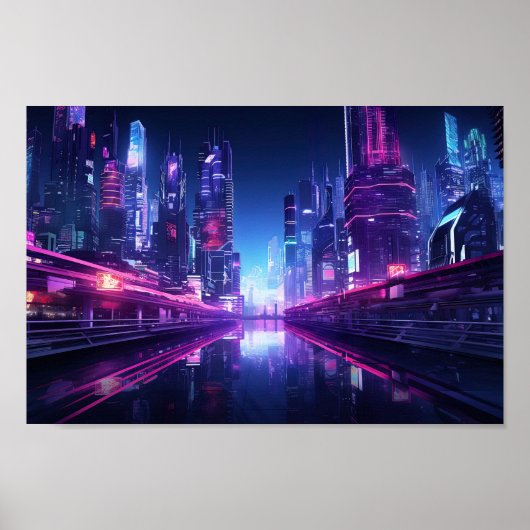 Poster Réflexion de la ville de Cyberpunk (Devant)