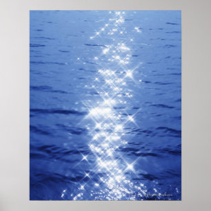 Poster Réflexion de lumière du soleil sur l'eau ondulée,
