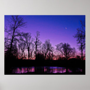 Poster Réflexion de Neon Art Sunrise Lake