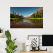 Poster Réflexion des montagnes du coucher du soleil | Par (Bureau à domicile)