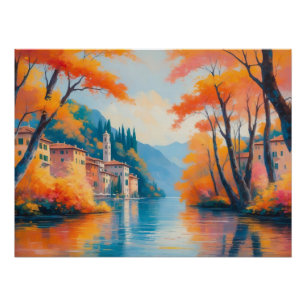 Poster Réflexion du lac d'automne - Paysage naturel serei