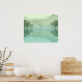Poster Réflexion du paysage Lac Arbres Motivation verte (Cuisine)