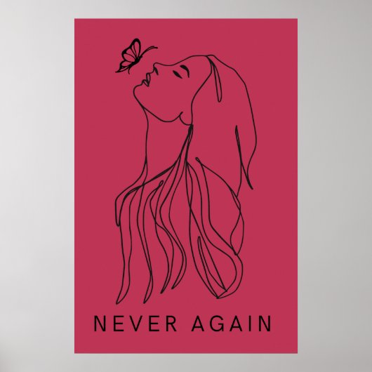 Poster Réflexion éternelle : Papillon et ligne féminine A (Devant)