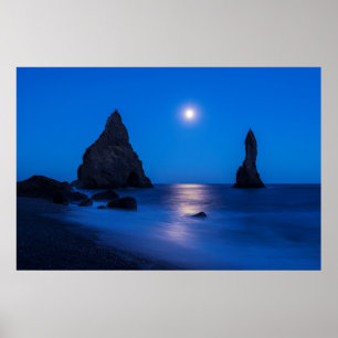 Poster Réflexion lunaire sur les piles océaniques et ma