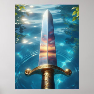 Poster Réflexion Mystique de l'Estampe d'Art de l'Épée de