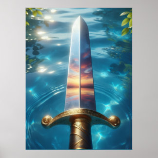 Poster Réflexion Mystique de l'Estampe d'Art de l'Épée de