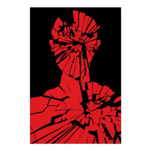 Poster Réflexion rouge brisée (Devant)