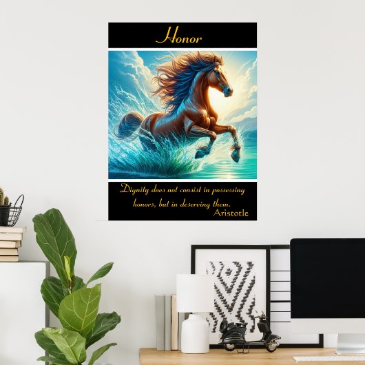 Poster Réflexions d'honneur dans les échelles turquoise (Bureau à domicile)