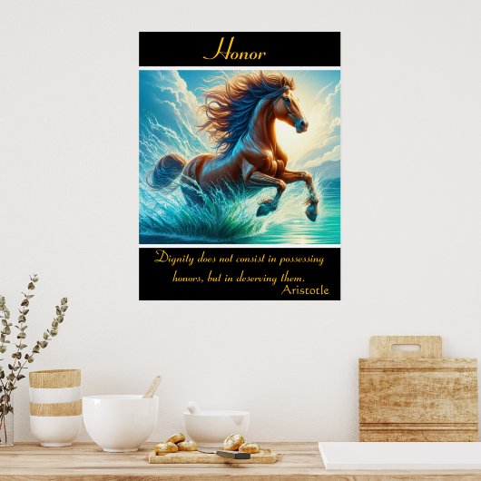 Poster Réflexions d'honneur dans les échelles turquoise (Cuisine)