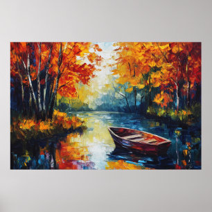 Poster Réflexions d'or sur la rivière d'automne