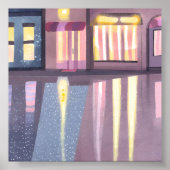 Poster Réflexions pluvieuses | Aquarelle contemporaine Lo (Devant)