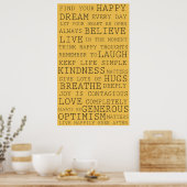 Poster Réflexions positives Mots inspirants (Cuisine)