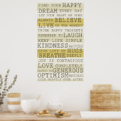 Poster Réflexions positives Mots inspirants (Cuisine)