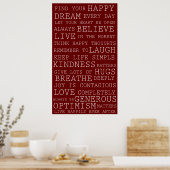 Poster Réflexions positives rouges Mots inspirants (Cuisine)