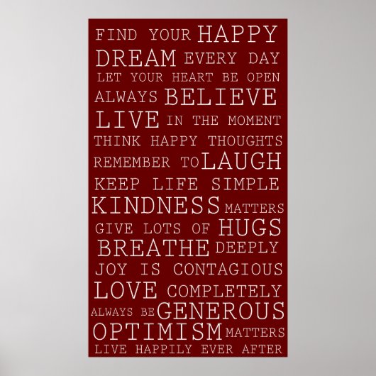 Poster Réflexions positives rouges Mots inspirants (Devant)