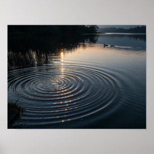 Poster Réflexions sur le coucher du soleil sur l'eau