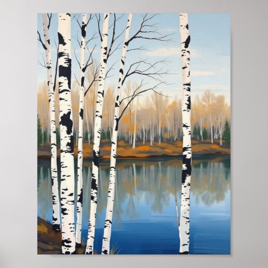 Poster Réflexions sur le rivage : l'Embr d'or de l'automn (Devant)