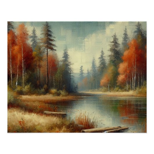 Poster Réflexions sur les forêts d'automne d'or (Devant)