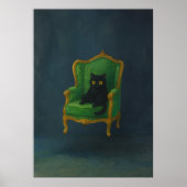 Poster Regal Chat noir sur fauteuil vert (Devant)