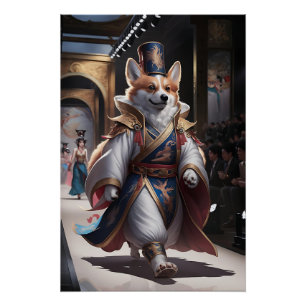 Poster Regal Corgi dans la Robe Royale traditionnelle sur