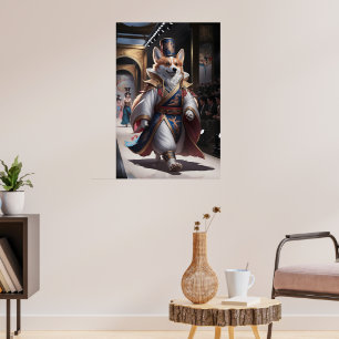 Poster Regal Corgi dans la Robe Royale traditionnelle sur