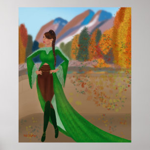 Poster Regal en automne Belle femme noire