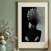 Poster Regal Peacock : Avant-Garde Portrait Monochrome