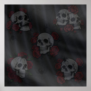 Poster Regardant à travers le voile les crânes de la mort